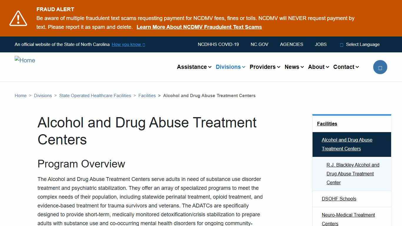 Alcohol and Drug Abuse Treatment Centers NCDHHS